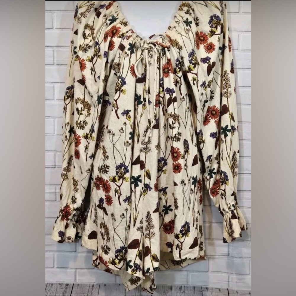 Anthropologie Cream Print Jumper, roomy small - Picture 4 of 9